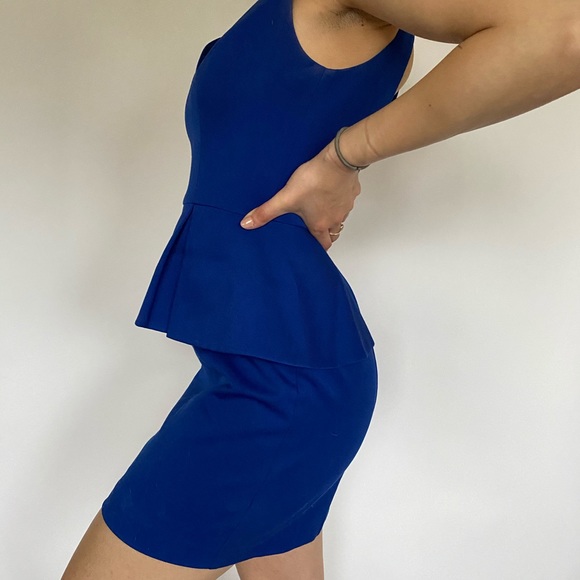 Royal Blue Peplum Midi Dress - Picture 2 of 3